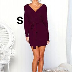 Dress! Burgundy Above The Knee!! SMALL