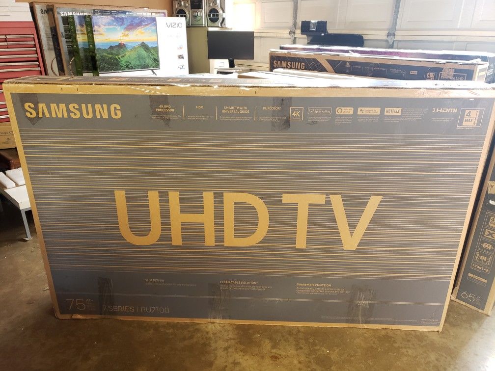 Tv Samsung 75", 4k, RU7100, Smart, HDR, Excellent