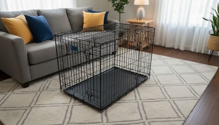36x22x24in Large Black Metal Double Door Dog Pet Animal Cage Containment Crate! Perfect for dogs 40-70lb