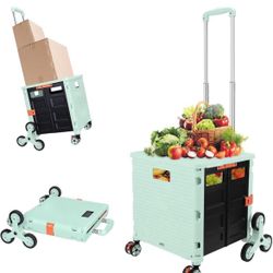 Folding Utility Portable Rolling Crate Handcart