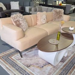 NEW SECTIONAL BEIGE VELVET 15x60