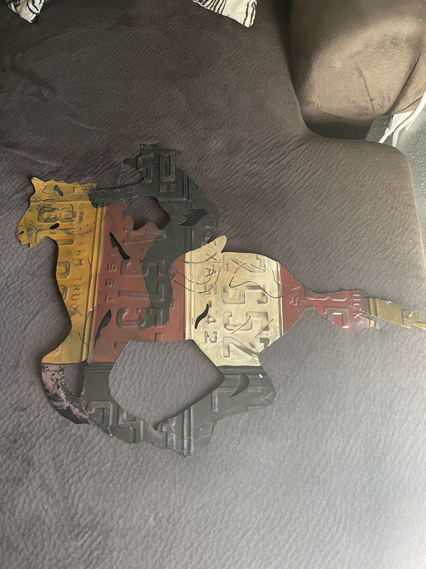 Horse rider Made From License Plates Made In Tx