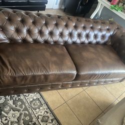 Brown Leather Couch 