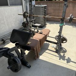 Bench Press And Lat Pull Down Machine With Weights 