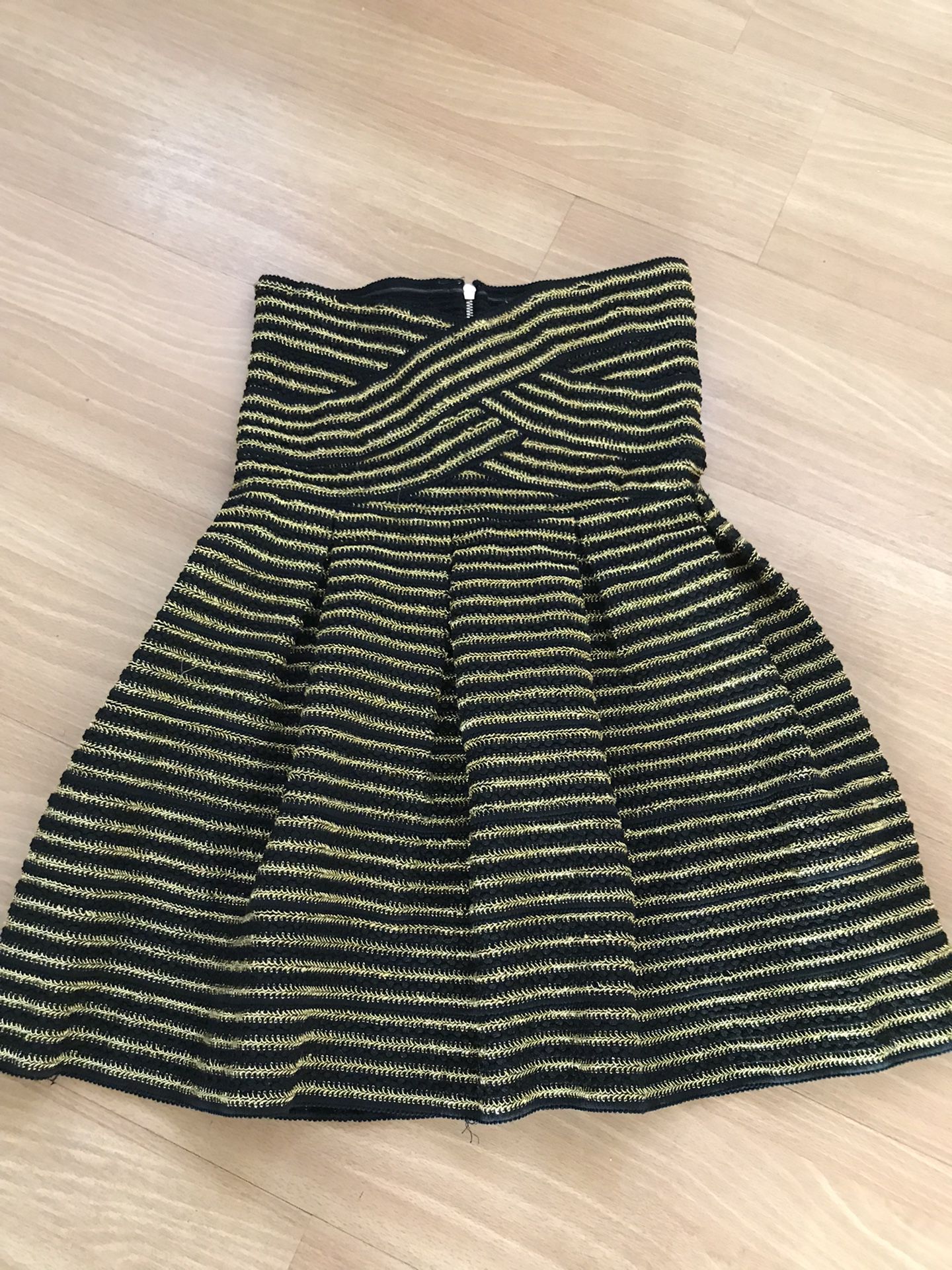 Black And Gold Short Strapless Dress -Size Medium