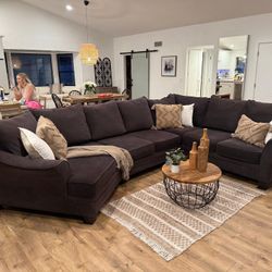 Grey Sectional Couch w/ Cuddler Chaise