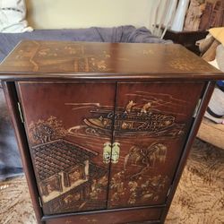 Chinese Wood Carved Cabinet Mid 20 Century 