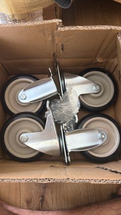 4” Heavy-Duty Swivel Caster Wheels Set (2 with Brake, 2 without Brake)