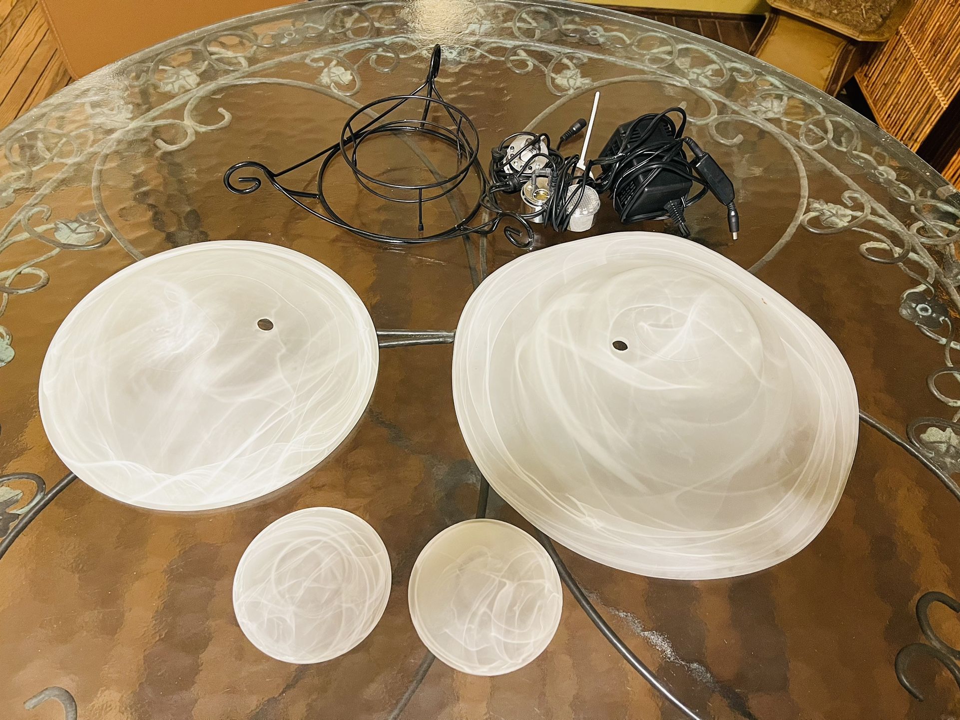 White Frosted Swirled Or Marbleized Pattern Replacement Lamp Shades