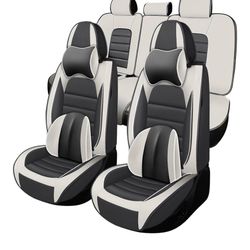 Leather Car Seat Covers for Hyundai  2018-2024 2025, Full Set Luxury Comfort Waterproof Breathable Airbag Compatible Car 5 Seat Protector, Soft In