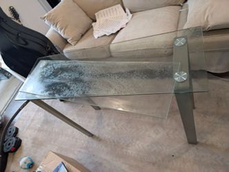 Glass Top Coffee Table with Metal Legs