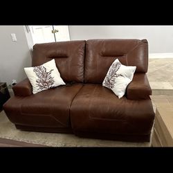 Couch , Love Seat, And Single Leather