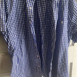 Weatherproof Vintage Shirt Mens X XL Blue Short Sleeve Button Down Plaid Adult