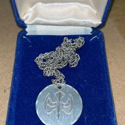 Vintage Bird Pendant Necklace Etched Pewter in Box