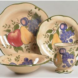 Home Trends Granada Fruit Dinner Farmhouse Grapes Apple Pear Set