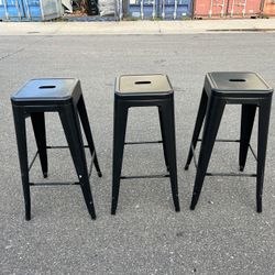 3 Metal Bar Stools Chairs 