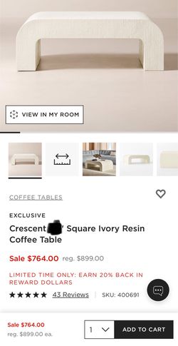 CB2 Ivory Coffee Table 60”