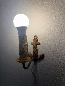 Vintage Cast Iron Nautical Anchor Plug-In Wall Sconce Lamp - Works!