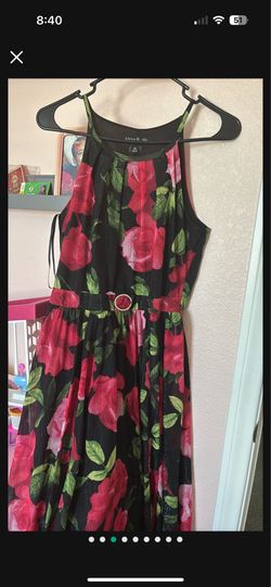 New Floar Print Black Long Women Beautiful dress M only