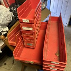 Red Stackable Storage Shelf Bins 