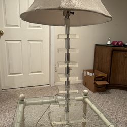 Mid Century Lucite And Chrome Lamp