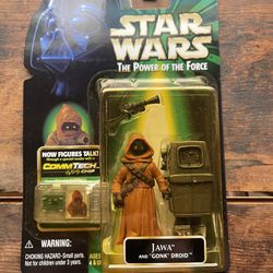 1999 Star Wars Power of the Force Jawa & Gonk Droid Commtech Chip Action Figure