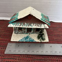 Vintage Christmas Putz Cabin House with Bottle Brush Tree