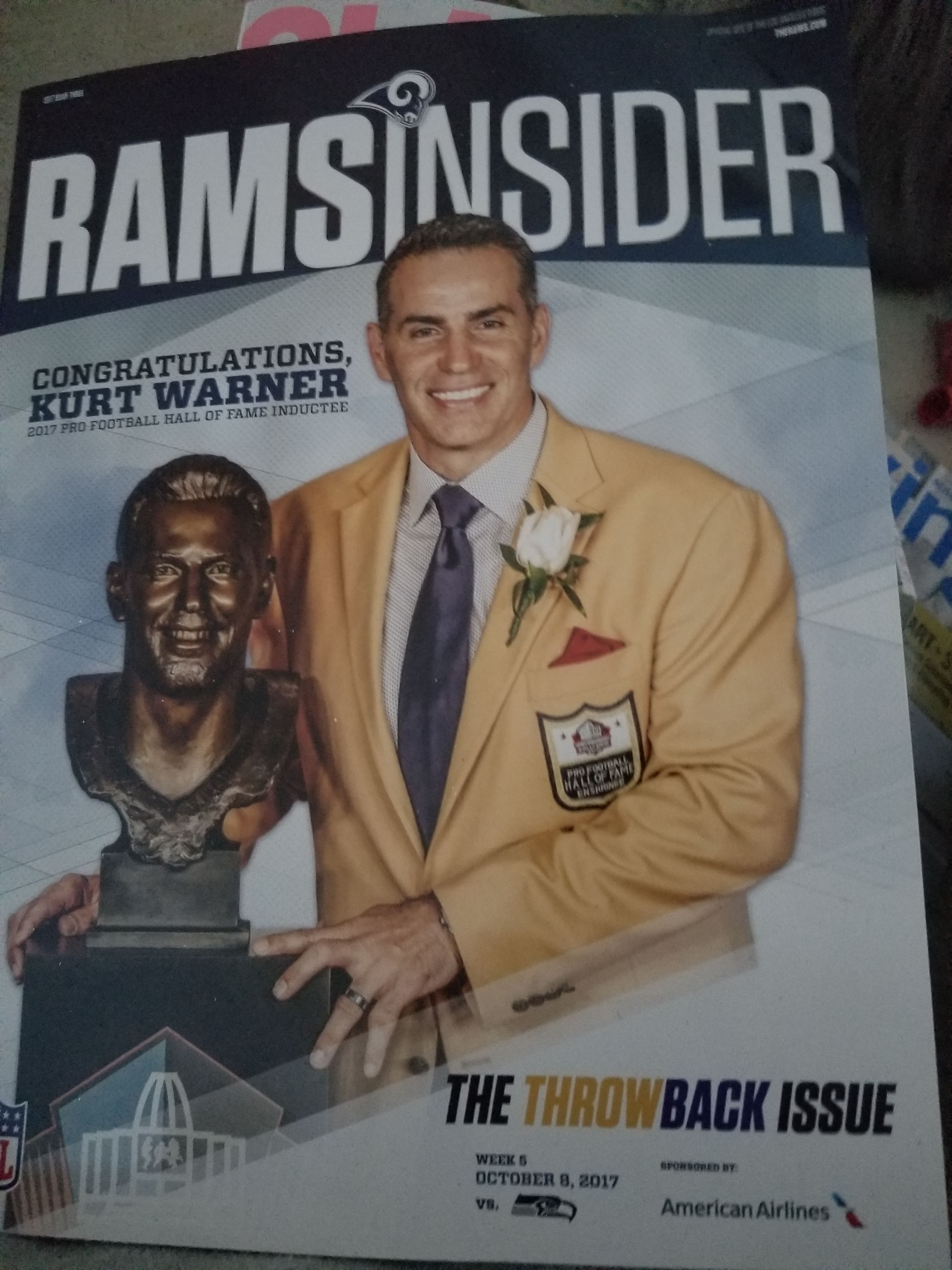 Seahawks vs Los Angeles Rams Oct 10, 2017 Game Day Program