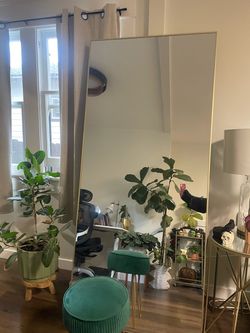 Large Full-Length Floor Mirror Gold Frame