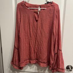 Harve Benard Sz XL Top Shirt Tunic Mauve Pink Bell Sleeve. 