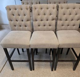 Set of 5 Tufted Upholstered Bar Stools