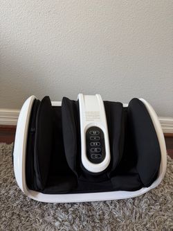 Shiatsu Foot Massager with Heat, Standard Size, White Deep Kneading & Compression, Adjustable Intensity, Multi-Mode Leg and Foot Massager