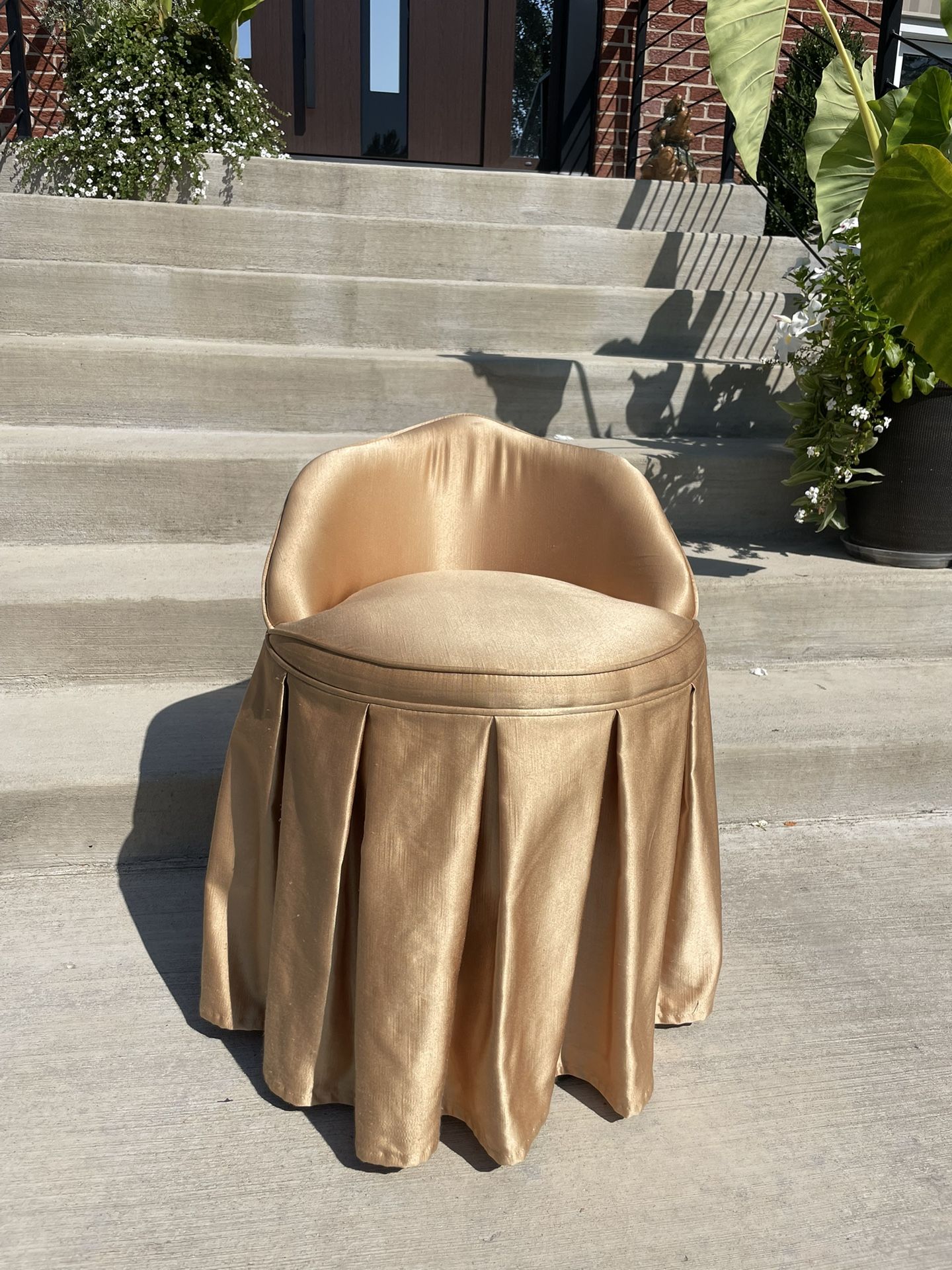 Skirted Gold Vanity Chair, Stool