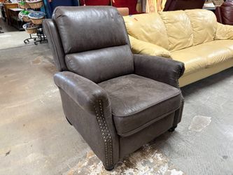 Dark Grey Manual Recliner w/ Nailhead Trim
