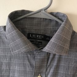Medium Lauren Ralph Lauren Fancy Dress Shirt Black And White Checker 