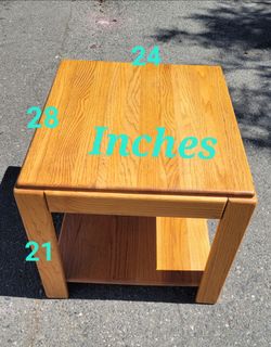 Oak Wood End Table with Lower Shelf