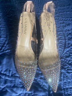 Clear Rhinestone High Heels. Size 10