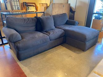 Dark Gray Feather-Filled Chaise Sectional with Rolled Arms