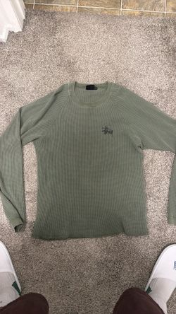Stussy Waffle Long Sleeve Shirt Green Size L