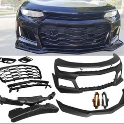 Fits 16-18 Chevy Camaro ZL1 Style Front Bumper Cover Turn Signal DRL Fog Lights