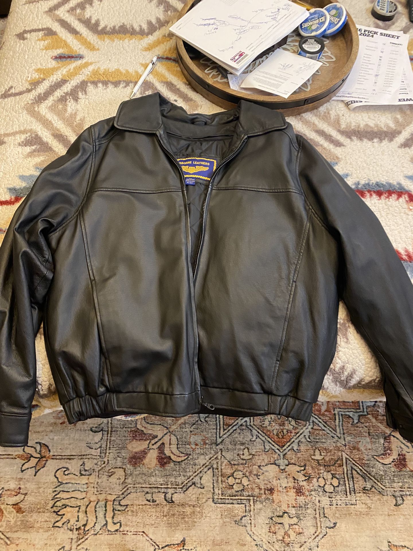 Airborne Mens Medium Leather Jacket Coat