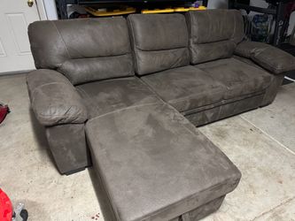 Brown Sleeper Sectional Sofa w/ Storage