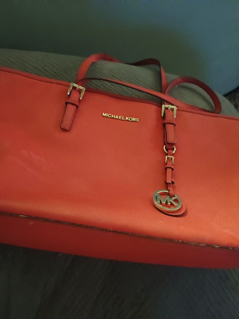 Red Michael Kors Tote Bag