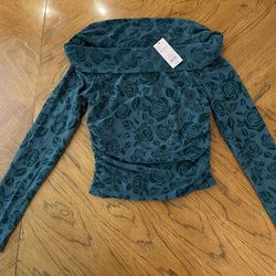 Women’s Wild Fable Emerald Green Floral Top - New with Tags but See Description!! - Large