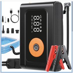 6000A 160PSI 8-in-1 Car Jump Starter with Air Compressor & Air Blower Supports 3.0L Gas/2.4L Diesel, Battery Jumper Starter Portable Jump Box for Car