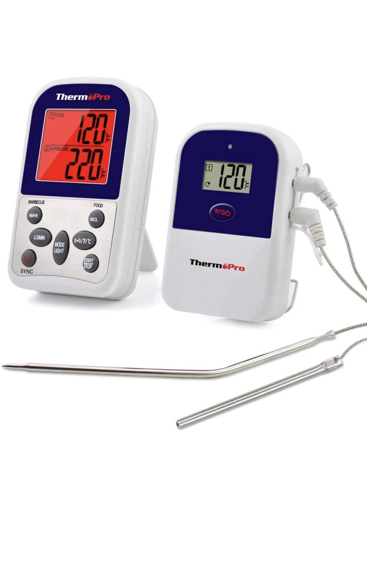 ThermoPro TP12 Wireless Digital Meat Thermometer for Grilling Oven Smoker BBQ Grill Thermometer with Dual Probe, 300 Feet Range