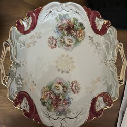 Stunning Antique RS Prussia Handled Serving Plate