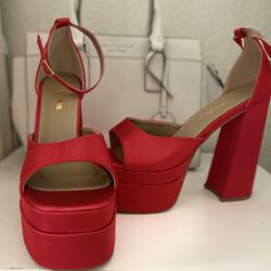 Red satin Heels 