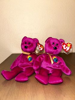Ty Beanie Baby Millennium Bear – Lot of 2 with Error