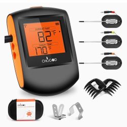 Meat Thermometer Bluetooth - CHUGOD BBQ Cooking Thermometer Remote Digital Cooking Food Meat Thermometer with 3 Probes for Smoker Grilling Oven Kitche